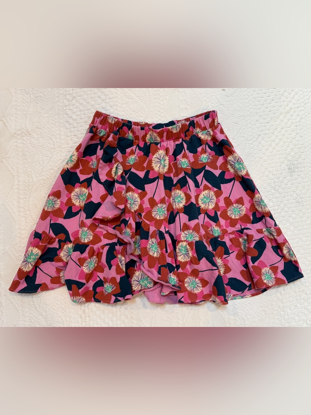 Tea Collection Ruffle Skirt Pink Flowers Girls Size 12
